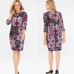 Chico’s Travelers Classic Damask-Print Dress